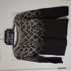 Ruby Rd. Ombre Snack Pattern Sweater Petite Large Gold Black